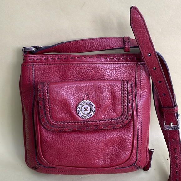 Vintage burgundy/silver Brighton pebbled leather crossbody bag - Picture 6 of 16